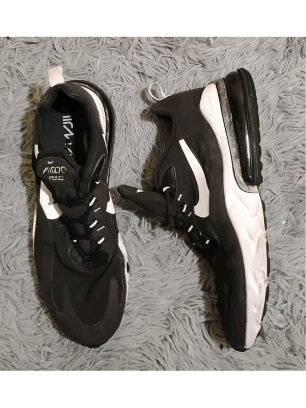 Nike Air Max React 270 Men Size 14 Black White Running Shoes CI3866-004